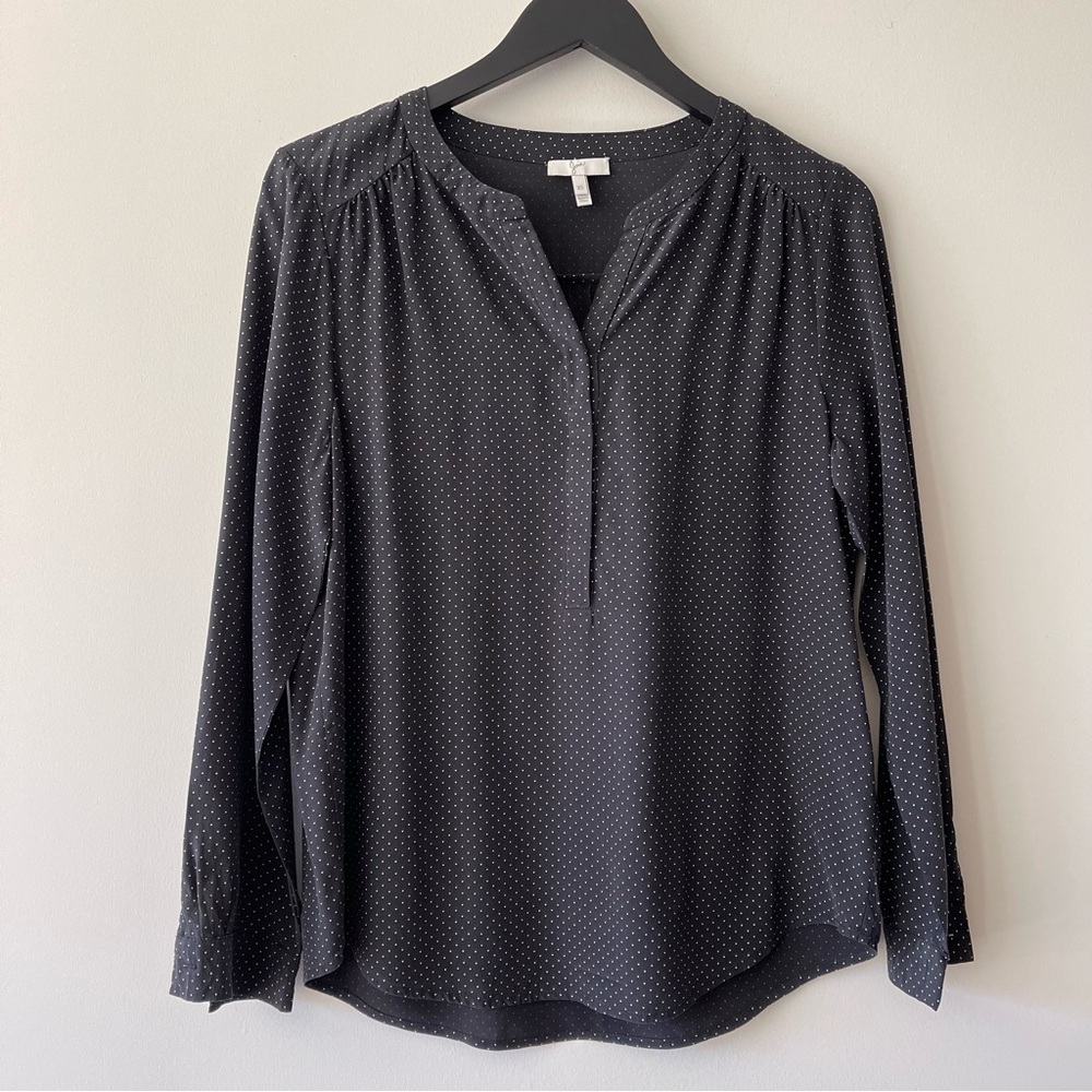 JOIE Polka Dot Blouse in Caviar/Porcelain